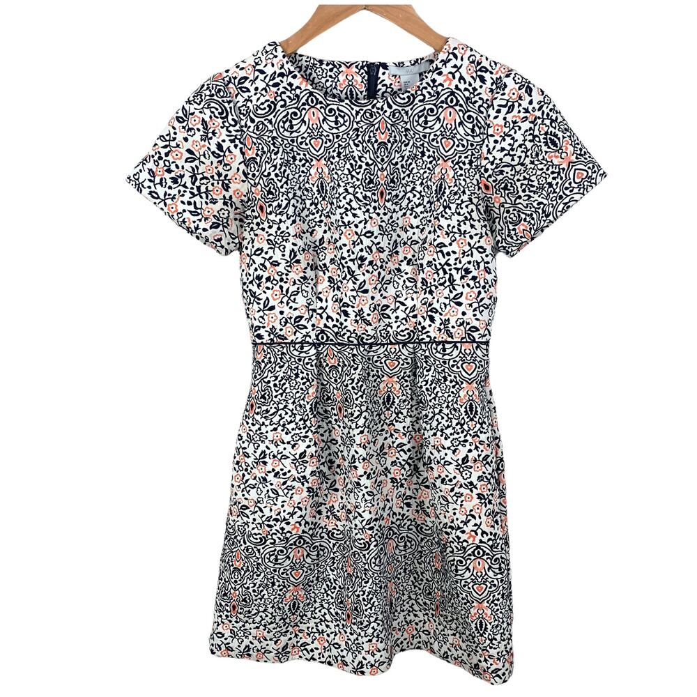 H&M Jacquard Floral Patterend Brocade Sheath Dress Blue Orange 4 S Small